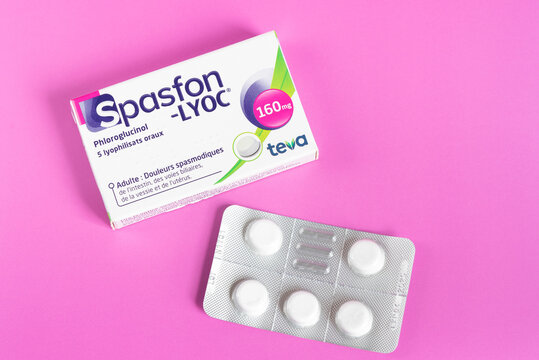 Spasfon. Traitement des spasmes de l'intestin, des voies biliaires, de la vessie et de l'ut&eacute;rus.