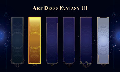 Set of Art Deco Modern Banners for user interface. Fantasy magic HUD. Template for rpg game interface. Vector Illustration EPS10