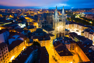 Obraz premium Evening view of the Burgos city and Cathedral from high, Burgos, Spain