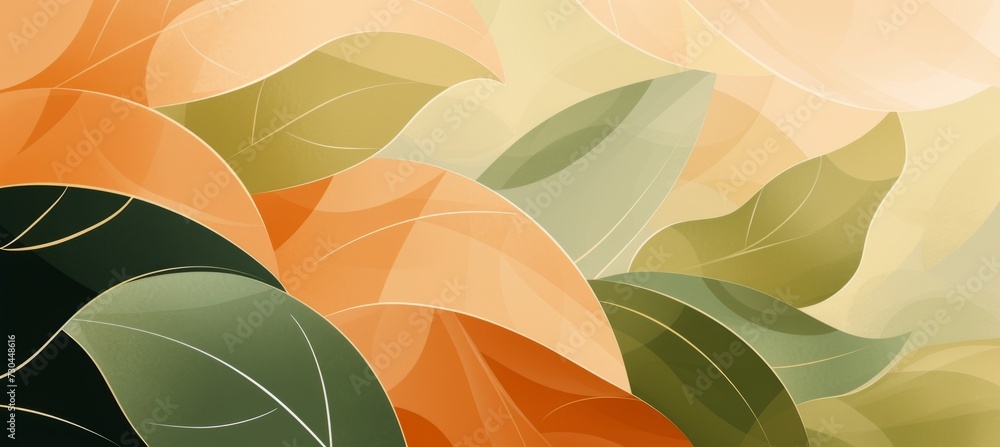 Aufkleber an ecofriendly theme with simple colors and curved shapes of leaves generative ai