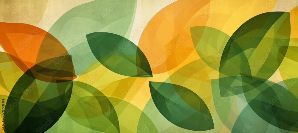 Poster an ecofriendly theme with simple colors and curved shapes of leaves generative ai