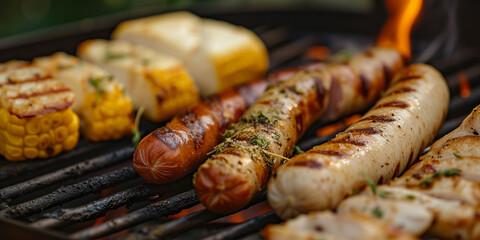 sausages on grill