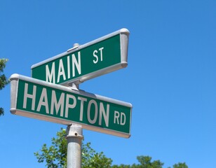The Hamptons and Main Street Road Sign