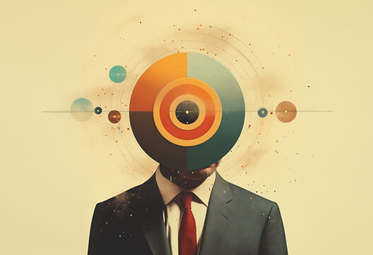Surreal businessman with target head concept Generative AI image