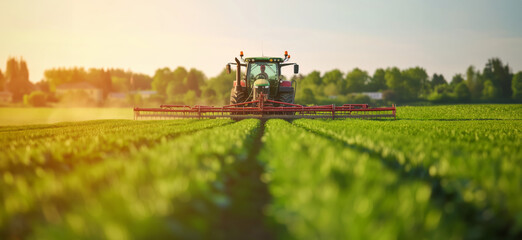 Fototapeta premium Tractor agricultural machinery harvesting in the field, work agrarian machines agronomists farmers farmers