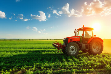 Tractor agricultural machinery harvesting in the field, work agrarian machines agronomists farmers farmers