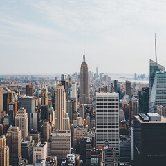 Fototapeta premium New York City Skyline Panorama with Urban Skyscrapers