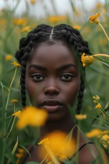 portrait of black woman in farmer's fields.