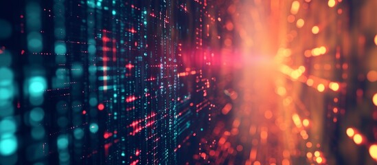 Fototapeta premium Inverted color-filtered camera captures random binaries for a digital or business concept.