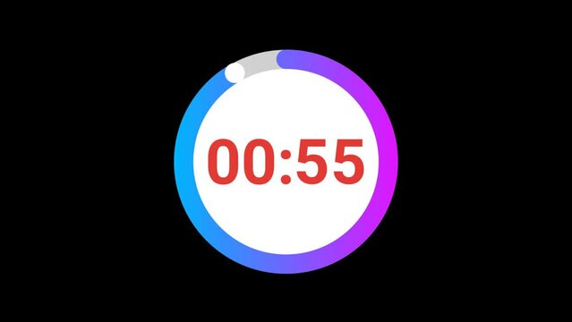 60 Second to 0 Timer Countdown Animation with transparent background