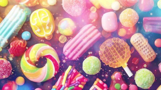 collection of colourful sweets and candies