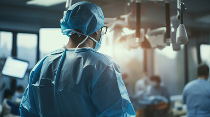 A team of surgeons operating in a sterile environment.