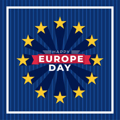 Colored europe day template with text Vector