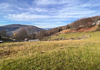 meadow and field in a mountain valley