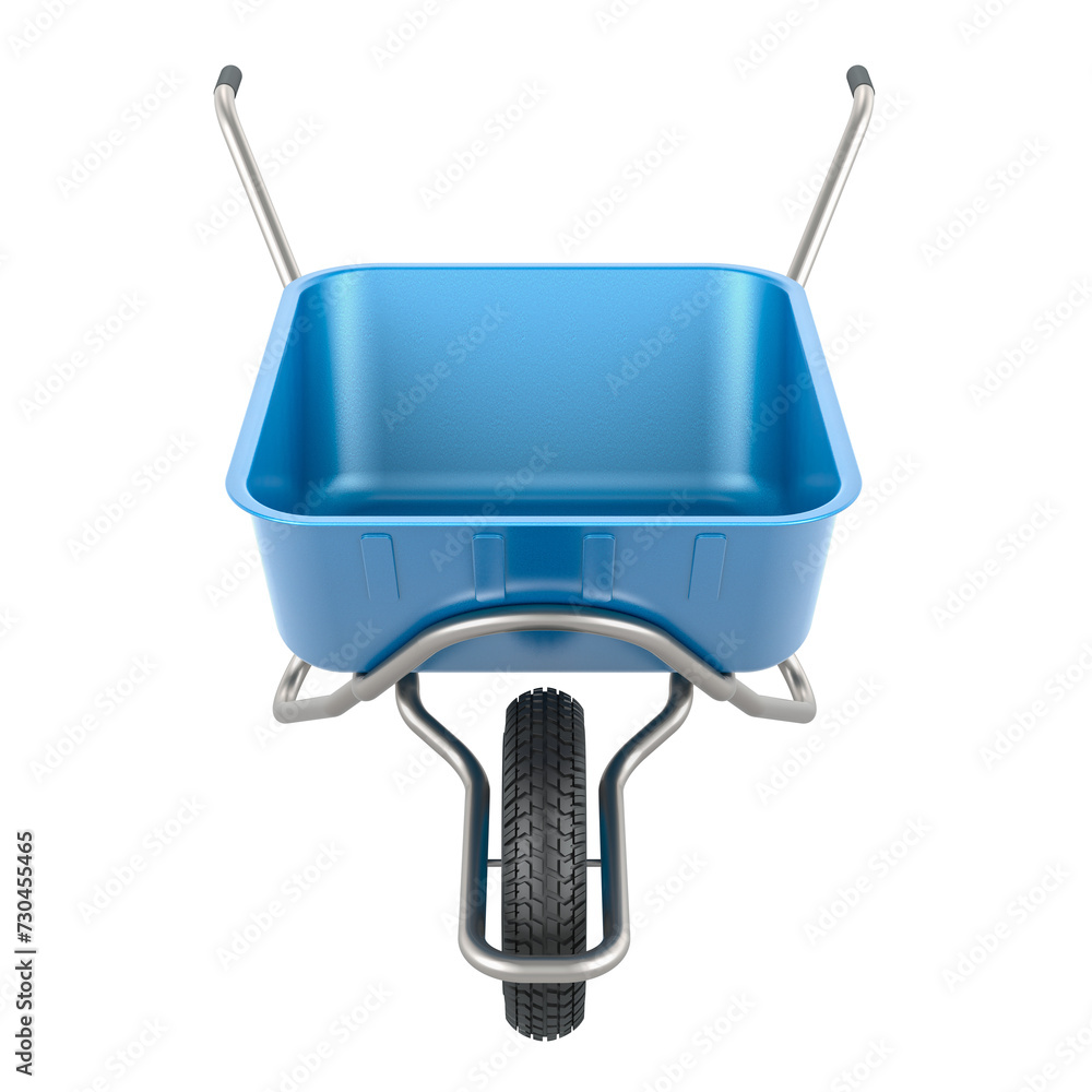 Poster garden wheelbarrow front view, 3d rendering isolated on transparent background