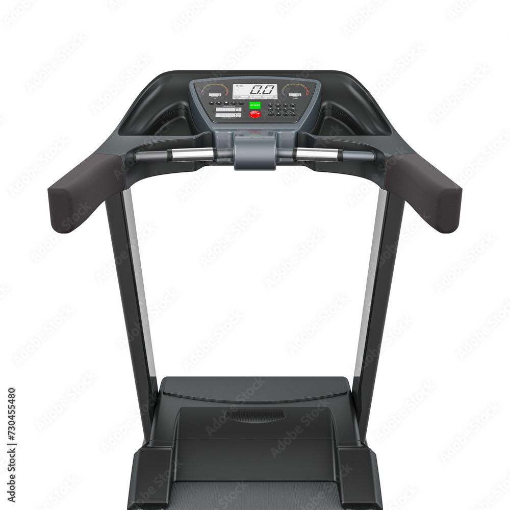 Poster walking treadmill view from inside, 3d rendering isolated on transparent background