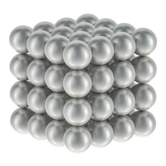 Cube from magnetic balls. 3D rendering isolated on transparent background