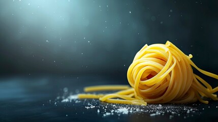 Delicious Italian spaghetti on a dark background - generative ai