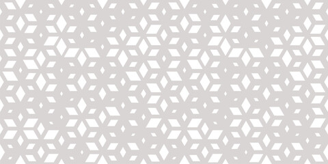Subtle elegant vector seamless pattern with diamond shapes, floral silhouettes with halftone effect, grid. Luxury modern light gray background. Simple minimal texture. Repeated design for decor, print - obrazy, fototapety, plakaty