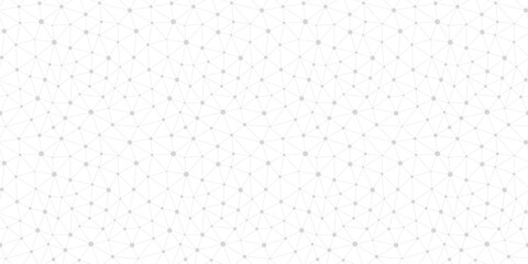 Subtle vector triangular mesh seamless pattern. Abstract minimalist white and gray background with lines, nodes, polygonal grid, lattice. Simple minimal geometric texture. Repeated modern geo design