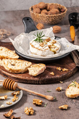 Fresh sliced Camembert cheese
