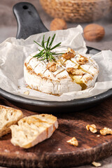 Fresh sliced Camembert cheese