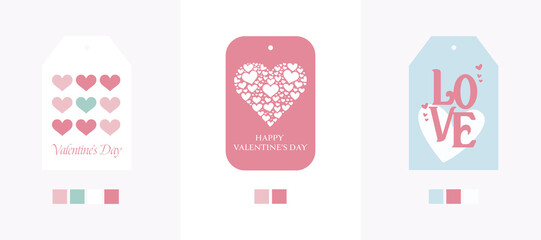 Big set of romantic gift box tag love, banners, card design forValentine's day design. Three designs