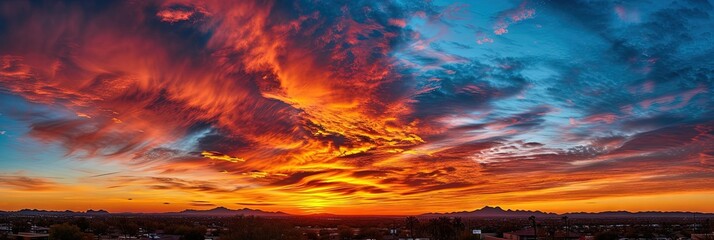Arizona desert sunset panoramic - obrazy, fototapety, plakaty