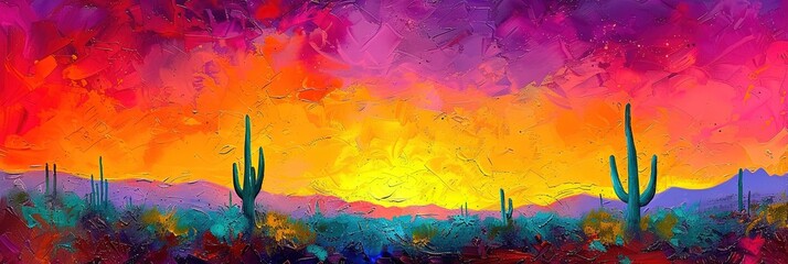 Arizona desert sunset panoramic