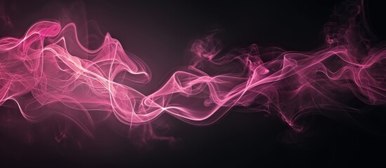 Pink smoke abstract on black background for design, representing darkness