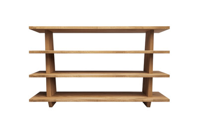 Minimalist wooden shelf against a clean background.