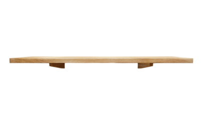 Elegant minimalist single wooden wall shelf with a warm tone.