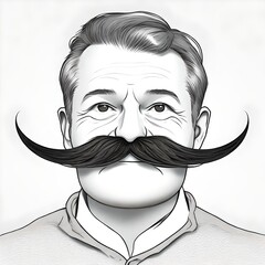 Gray hair moustache isolated on white background - obrazy, fototapety, plakaty