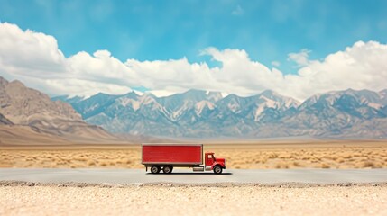 Semi-truck with trailer traveling on the open road. Transport, supply chain, delivery, and operations concept