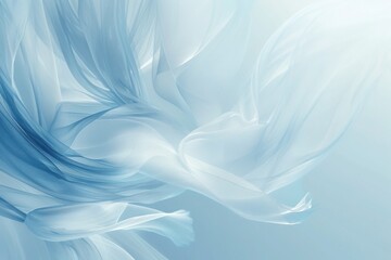 abstract light blue background, Sheer fabric caught in a tranquil breeze, its graceful motion a testament to the finesse of design and texture..