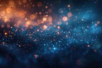 An abstract bokeh effect creates a backdrop of blue sparkles, reminiscent of a vibrant, festive night filled with twinkling lights., abstract christmas background - obrazy, fototapety, plakaty