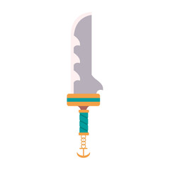 Isolated colored retro videogame sword medieval weapon icon Vector