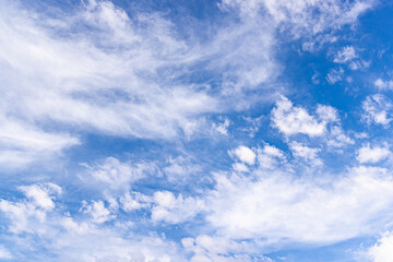 Blue sky and high clouds.