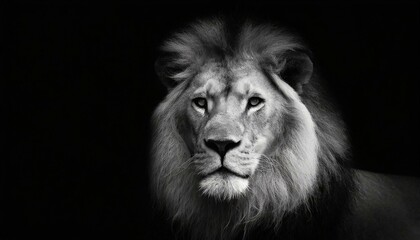 Portrait of a Beautiful lion, lion in dark. 