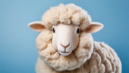 Plush sheep on blue background