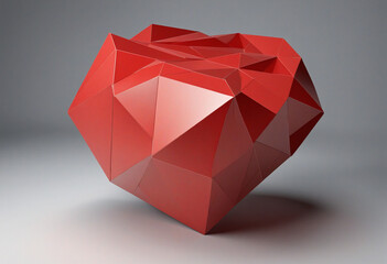 Abstract 3d render, red geometric background design