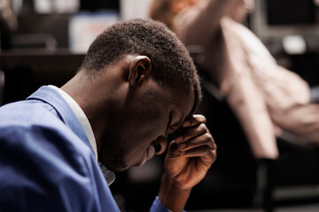 Detectives working overtime in arhive room, checking crime scene evidence discussing criminology...