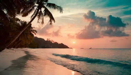 A tropical sunset on a beach 