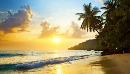 Fototapeta premium A tropical sunset on a beach 