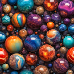 Fototapeta na wymiar abstract background composed of colorful marbles resembling planets galaxies and the universe