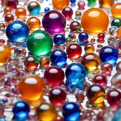 abstract background composed of colorful marbles resembling planets galaxies and the universe