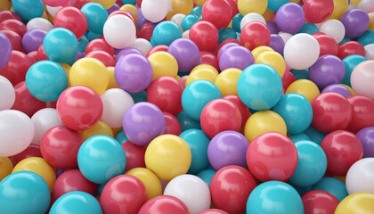 Fototapeta na wymiar 3d render. Abstract party background. Colorful balls and inflatable air balloons