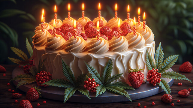 High Art: AI-Generated Images Celebrating the Beauty of Cannabis birthday cake 