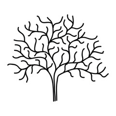 Hand Drawn Tree Outline, Tree Line Art Black and White Sketch Drawing, A hand drawn black and white sketch of a tree outline, showcasing simple yet elegant details of its branches and leaves.