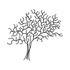 Hand Drawn Tree Outline, Tree Line Art Black and White Sketch Drawing, A hand drawn black and white sketch of a tree outline, showcasing simple yet elegant details of its branches and leaves.